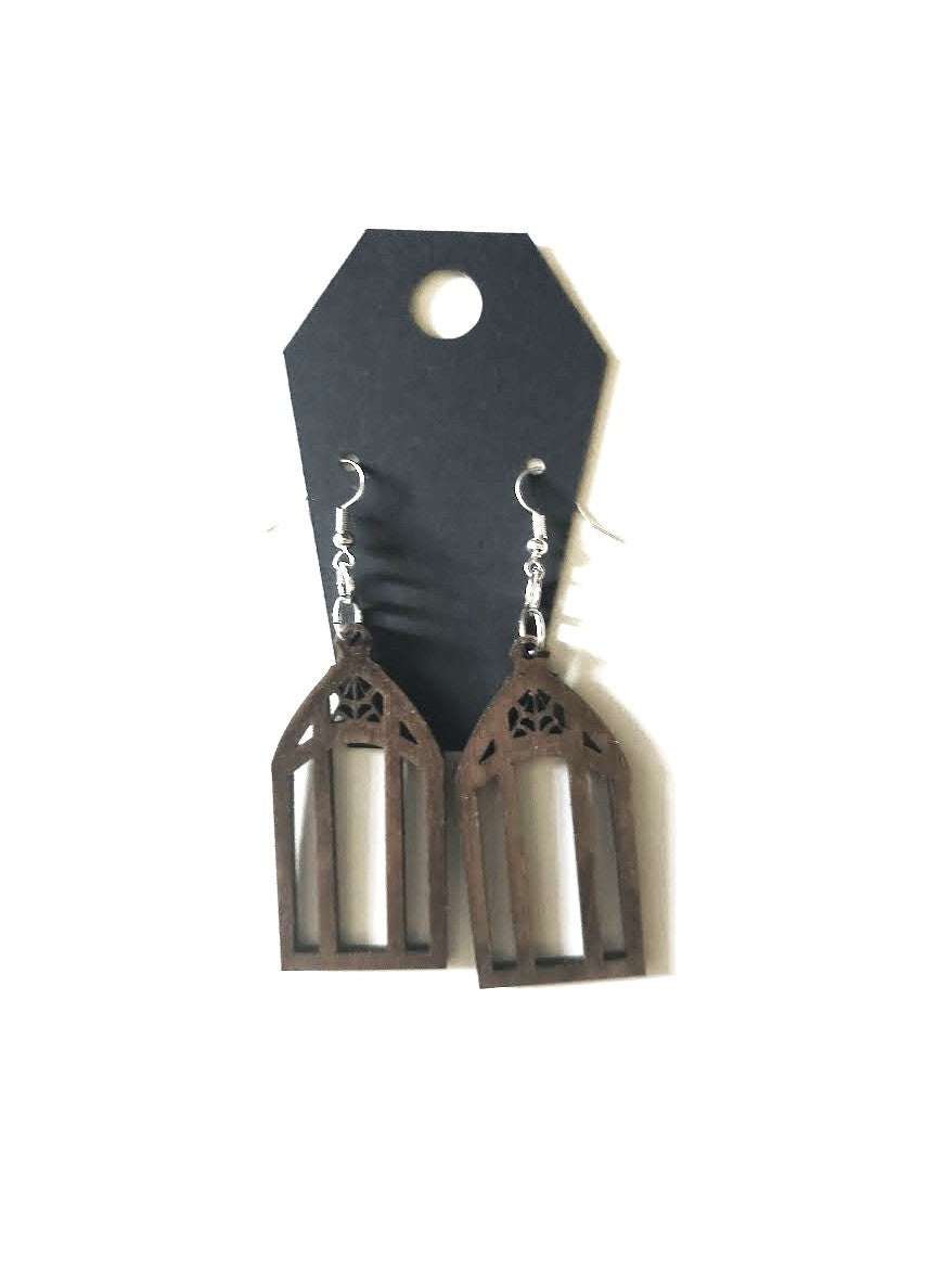Wooden Cathedral Window Earrings Style 2