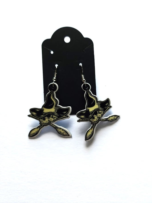 Witch Cross Broomstick Earrings