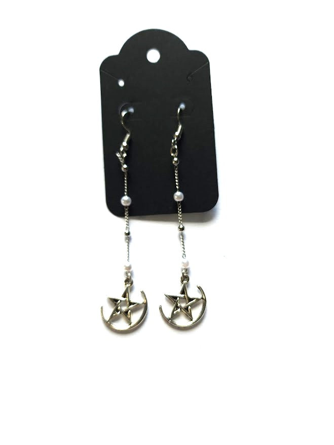 Moon and Pentagram Earrings