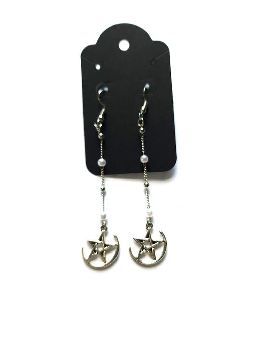 Moon and Pentagram Earrings