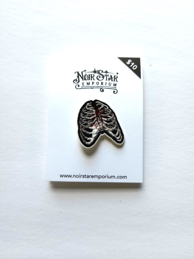 Bleeding Hearts Rib Cage Pin