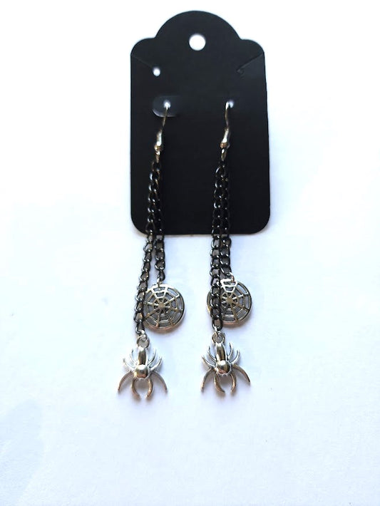 Spider and Web Dangling Earrings (Small)