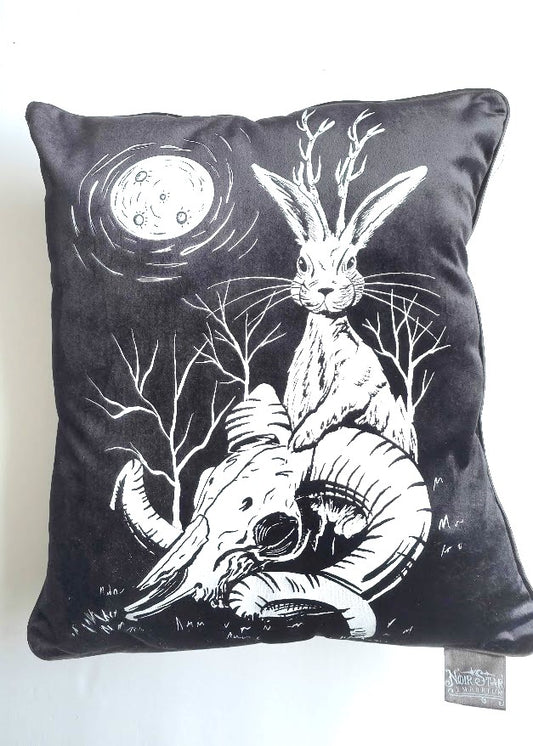 Night of the Jackalope Throw Pillow