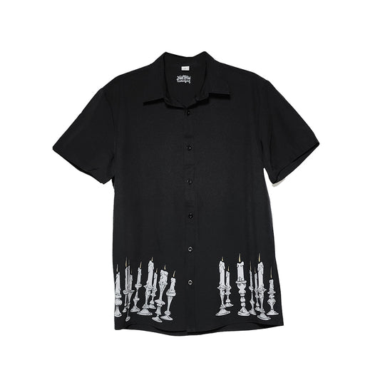 Candle Wrap Button Up Short Sleeve Shirt