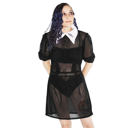 Double Collar Sheer Dress