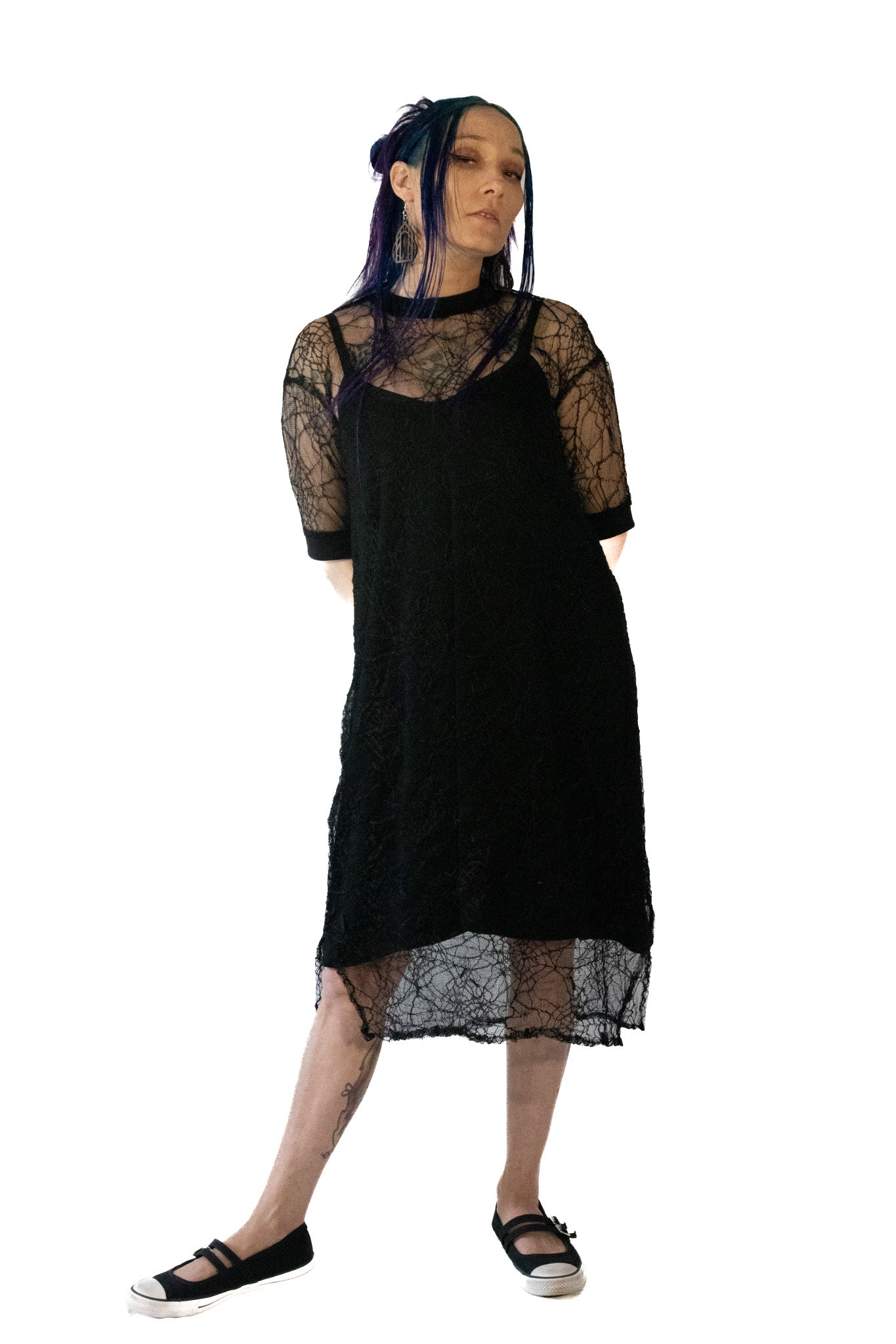 Short Sleeve Spiderweb Dress