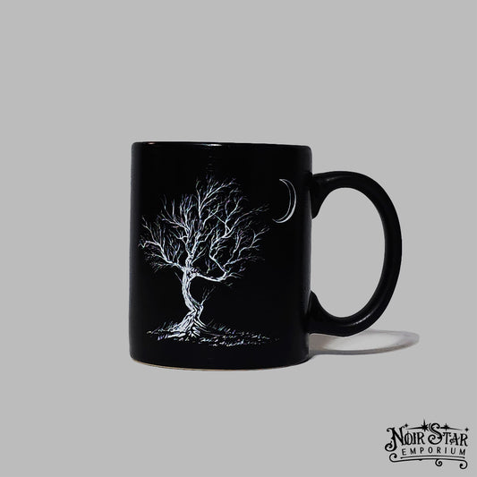 11 oz Black Coffee Mug With Tree